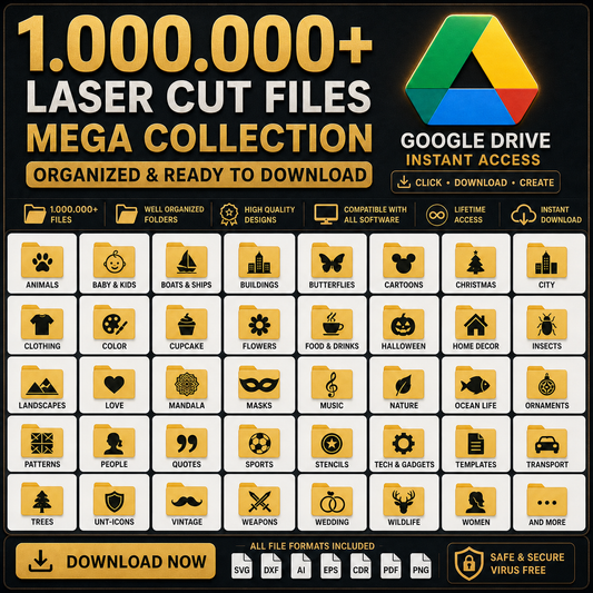 1.000.000+ file laser engraving bundle – SVG-DFX-AI-EPS (+ 5,000 FREE Bonus!)