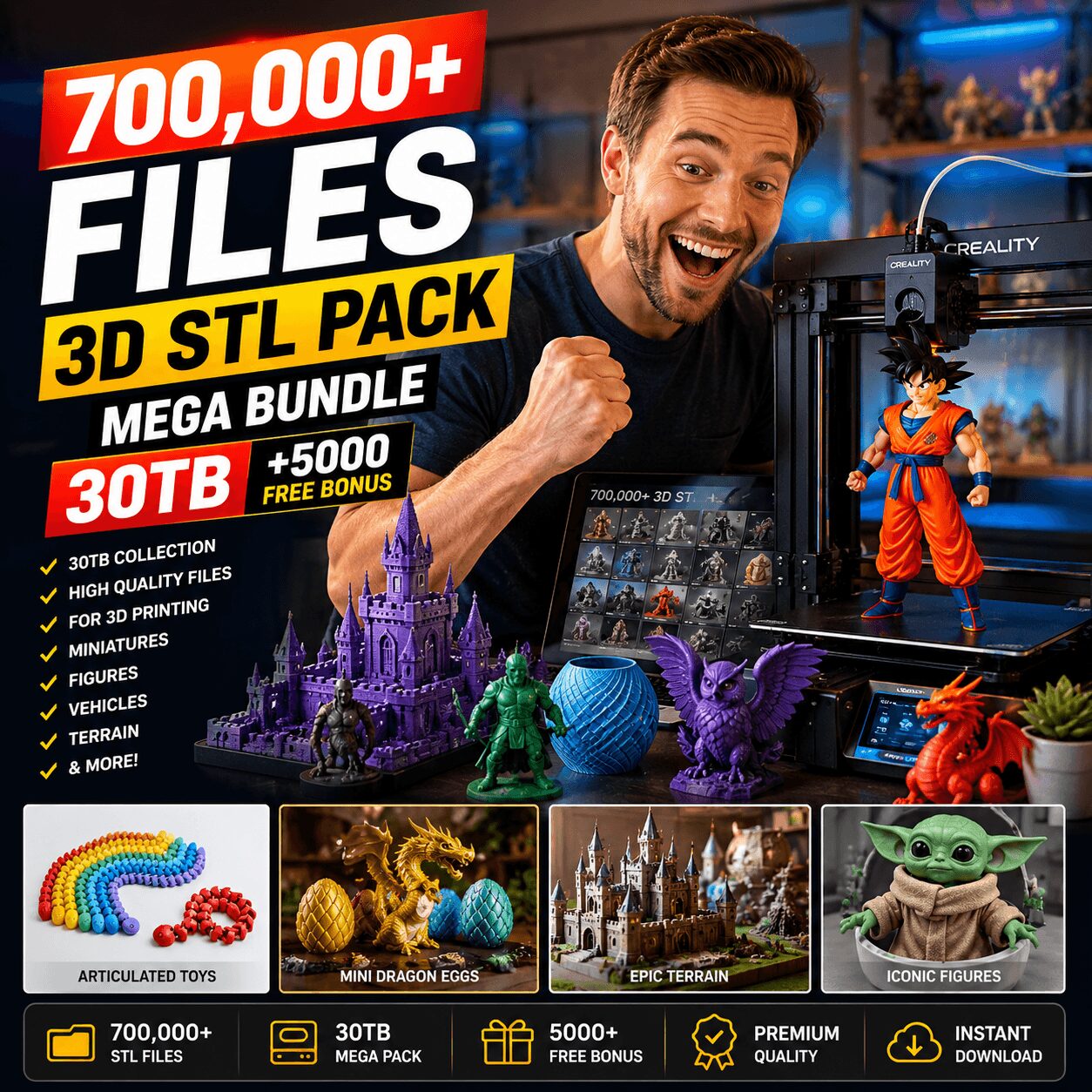 +700,000+ Files | 3D STL Pack | Mega Bundle 30TB + 5000 Free Bonus