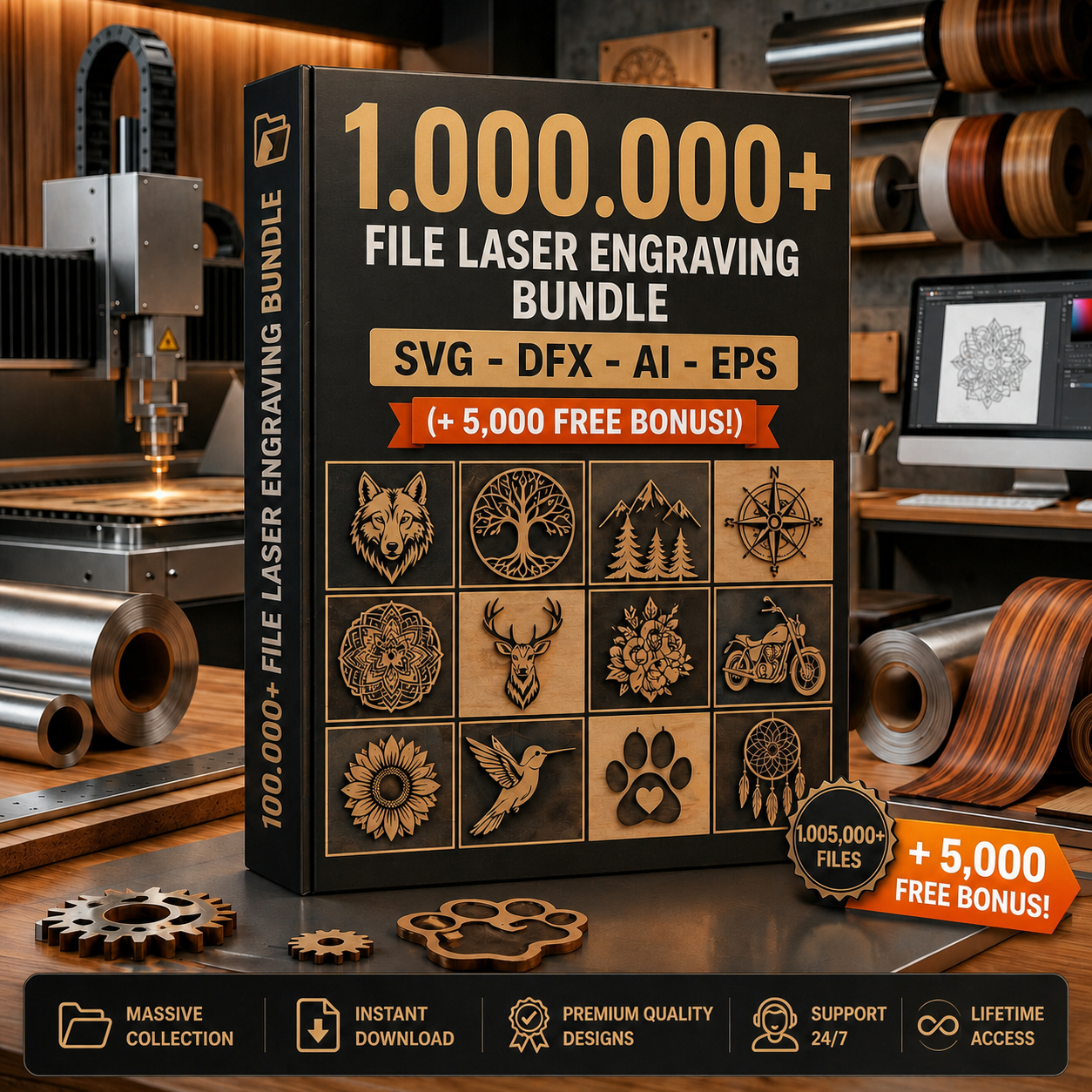1,000,000 Laser Files Bundle Box Graphic Premium Vector Collection